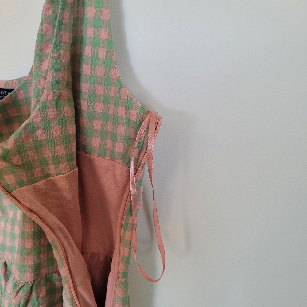 one clothing Pink and Green Gingham Tie-Shoulder Romper - Picture 6 of 14